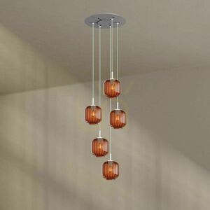 Luster s.luce Velo 5-bodové, hnedé sklo/kov, Ø 60 cm, moderný minimalistický small 8