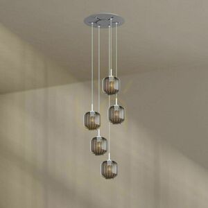 Luster s.luce Velo 5-bodové, hnedé sklo/kov, Ø 60 cm, moderný minimalistický small 9