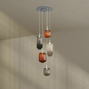 Závesné svietidlo s.luce Velo, 5 svetiel, hnedé sklo, biele zavesenie, baldachýn Ø 60 cm, E27 small 10