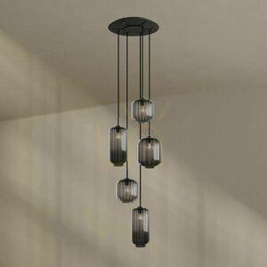 Závesné svietidlo s.luce Velo, 5 svetiel, hnedé sklo, biele zavesenie, baldachýn Ø 60 cm, E27 small 3
