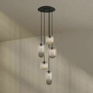 Závesné svietidlo s.luce Velo, 5 svetiel, hnedé sklo, biele zavesenie, baldachýn Ø 60 cm, E27 small 4