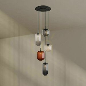 Závesné svietidlo s.luce Velo, 5 svetiel, hnedé sklo, biele zavesenie, baldachýn Ø 60 cm, E27 small 5