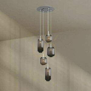 Závesné svietidlo s.luce Velo, 5 svetiel, hnedé sklo, biele zavesenie, baldachýn Ø 60 cm, E27 small 8