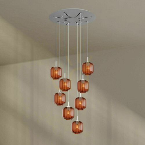 Skontrolujte Luster s.luce Velo 8-ramenný hnedý sklenený moderný Ø 80 cm