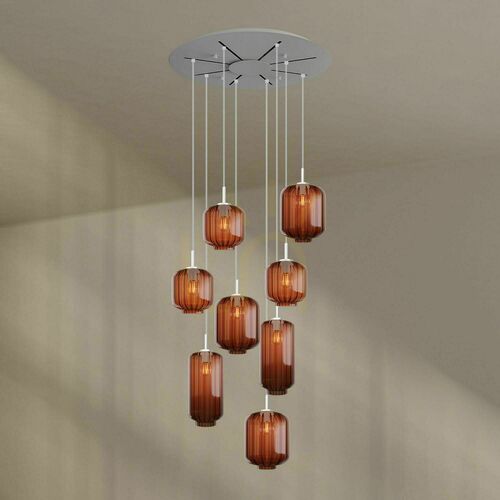 Skontrolujte Luster s.luce Velo 8-ramenný hnedý sklenený moderný E27 Ø 80 cm