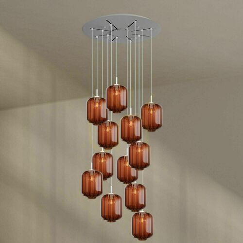 Skontrolujte Luster s.luce Velo hnedý sklo kov Ø 80 cm 12-ramenný galériový