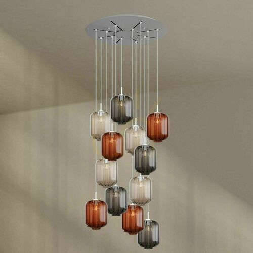 Skontrolujte Luster s.luce Velo Galeria 12-ramenný hnedý sklenený Ø 80 cm