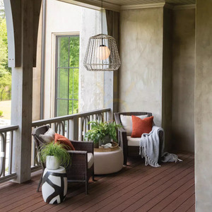 Veľký vonkajší závesný lampáš Arlen – 1 svetelný zdroj – čierny, ratan Elstead small 7