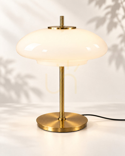 Skontrolujte Stolná lampa BAZAR BIZAR biela zlatá sklo kov 32x39 cm