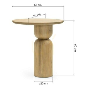 Bočný stolík PINOT 55 cm, oválny, z mangového dreva, so zaoblenými tvarmi od Nova Nook small 7
