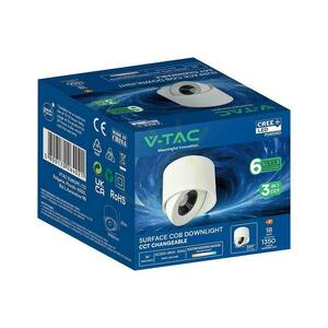 V-TAC LED CREE – naklápateľné bodové svietidlo na povrchovú montáž, 18 W, CRI 90+, CCT, IP44, biela, VT-110018CCT, 1350 lm, 6-ročná záruka small 3