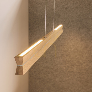 Dvojité závesné svietidlo, olejovaný dub/matný nikl, 3xLED 23 W, smer svetla hore a dole, 100 cm small 3