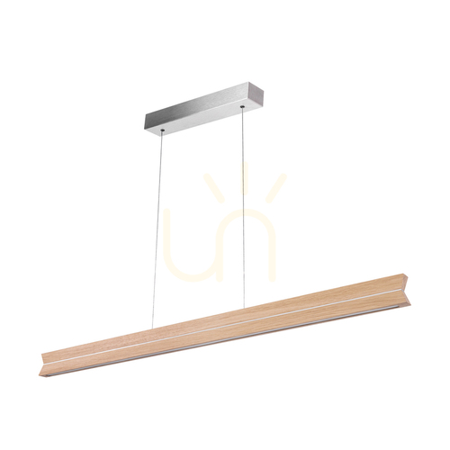 Skontrolujte Dvojité závesné svietidlo, olejovaný dub/matný nikl, 3xLED 23 W, smer svetla hore a dole, 100 cm