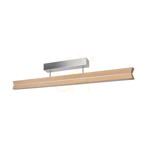 Skontrolujte Dvojité stropné svietidlo, olejovaný dub/matný nikl, 3xLED, 23 W, 100 cm