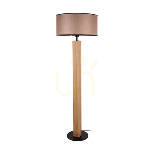 Stojaca lampa Brinova RIFLET, olejovaný dub/čierna, hnedo-čierno-zlaté tienidlo, 1×E27, Ø50 cm small 0