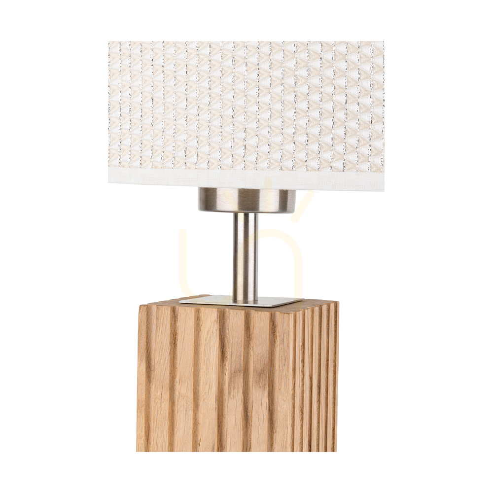 Displej Stolná lampa Riflet, olejovaný dub/matný nikl, krémovo-strieborné tienidlo, 1xE27, 36 cm Stolná lampa Riflet, olejovaný dub/matný nikl, krémovo-strieborné tienidlo, 1xE27, 36 cm