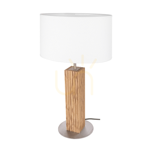 Skontrolujte Stolná lampa Riflet, olejovaný dub/matný nikl, biele tienidlo, 1xE27, 36 cm