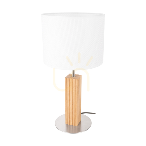 Skontrolujte Stolná lampa Riflet, olejovaný dub/matný nikl, biele tienidlo, 1xE27, Ø22 cm