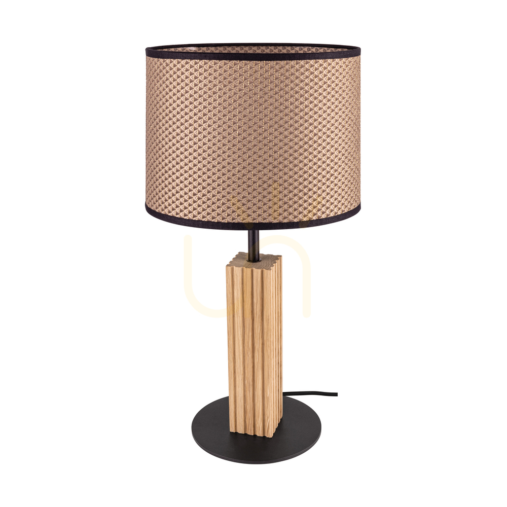 Skontrolujte Stolná lampa Riflet, olejovaný dub/čierna, hnedo-čierno-zlaté tienidlo, 1xE27, Ø22 cm Stolná lampa Riflet, olejovaný dub/čierna, hnedo-čierno-zlaté tienidlo, 1xE27, Ø22 cm