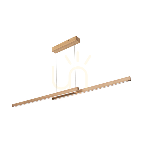 Skontrolujte Malé závesné svietidlo Smal z dubového dreva s povrchovou úpravou CCT, 2xLED, 34,3 W, smer svetla hore a dole, 150 cm