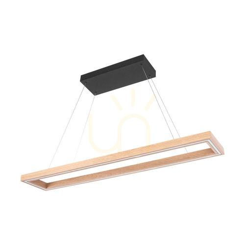 Skontrolujte Závesné svietidlo Legno, olejovaný dub/čierna, 3xLED, 68 W, smer svetla nahor a nadol, 124,5 cm