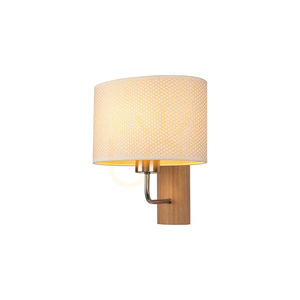Nástenná lampa Mercedes, olejovaný dub/matný nikl, krémovo-strieborný tienidlo, 1xE27, 25 cm small 1