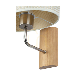 Nástenná lampa Mercedes, olejovaný dub/matný nikl, krémovo-strieborný tienidlo, 1xE27, 25 cm small 2