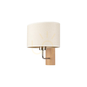 Nástenná lampa Mercedes, olejovaný dub/matný nikl, krémovo-strieborný tienidlo, 1xE27, 25 cm small 0