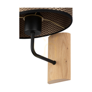Nástenná lampa Mercedes, olejovaný dub/čierna, hnedo-čierno-zlatý tienidlo, 1xE27, 25 cm small 2