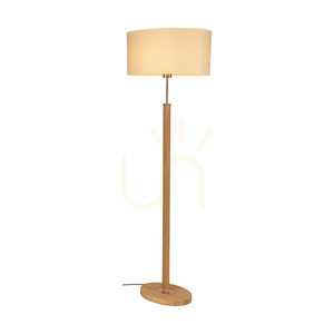 Stojaca lampa Mercedes, olejovaný dub/matný nikl, krémovo-strieborné tienidlo, 1xE27, 52 cm small 1