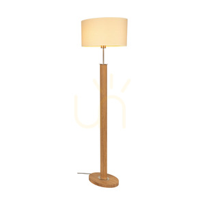 Stojaca lampa Mercedes, olejovaný dub/matný nikl, krémovo-strieborné tienidlo, 1xE27, 52 cm small 1