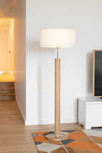 Stojaca lampa Mercedes, olejovaný dub/matný nikl, biele tienidlo, 1xE27, 52 cm small 3