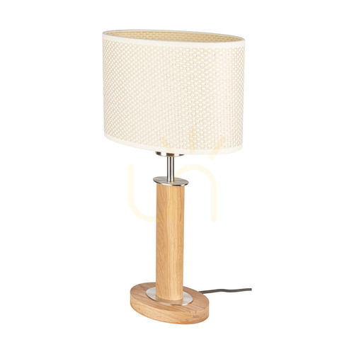 Skontrolujte Stolná lampa Mercedes, olejovaný dub/matný nikl, krémovo-strieborné tienidlo, 1xE27, 25 cm