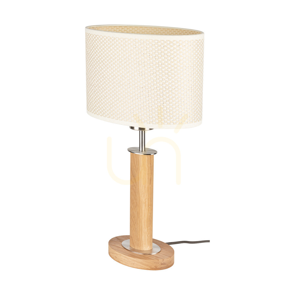 Skontrolujte Stolná lampa Mercedes, olejovaný dub/matný nikl, krémovo-strieborné tienidlo, 1xE27, 25 cm Stolná lampa Mercedes, olejovaný dub/matný nikl, krémovo-strieborné tienidlo, 1xE27, 25 cm