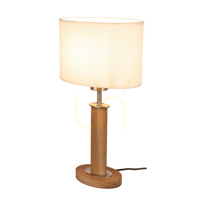 Stolná lampa Mercedes, olejovaný dub/matný nikl, biele tienidlo, 1xE27, 25 cm small 1