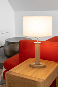 Stolná lampa Mercedes, olejovaný dub/matný nikl, biele tienidlo, 1xE27, 25 cm small 4
