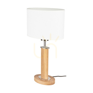 Stolná lampa Mercedes, olejovaný dub/matný nikl, biele tienidlo, 1xE27, 25 cm small 0
