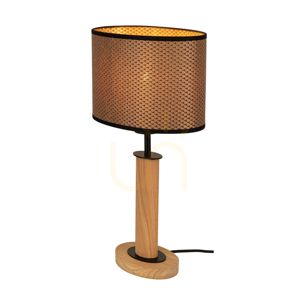vyhliadka Stojaca lampa Mercedes, olejovaný dub/čierna, hnedo-čierno-zlatý tienidlo, 1xE27, 25 cm Stojaca lampa Mercedes, olejovaný dub/čierna, hnedo-čierno-zlatý tienidlo, 1xE27, 25 cm