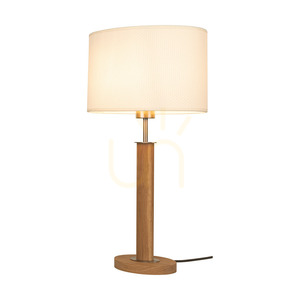 Stolná lampa Mercedes, olejovaný dub/matný nikl, biele tienidlo, 1xE27, 36 cm small 2