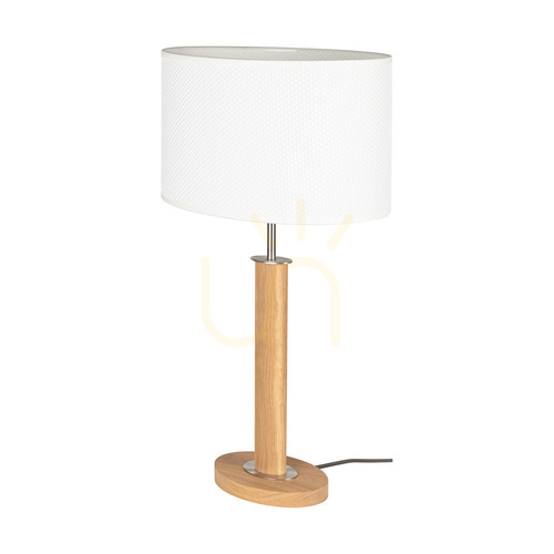 Skontrolujte Stolná lampa Mercedes, olejovaný dub/matný nikl, biele tienidlo, 1xE27, 36 cm