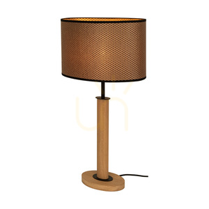 Stolná lampa Mercedes, olejovaný dub/čierna, hnedo-čierno-zlatý tienidlo, 1xE27, 36 cm small 1