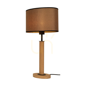 Stolná lampa Mercedes, olejovaný dub/čierna, hnedo-čierno-zlatý tienidlo, 1xE27, 36 cm small 2