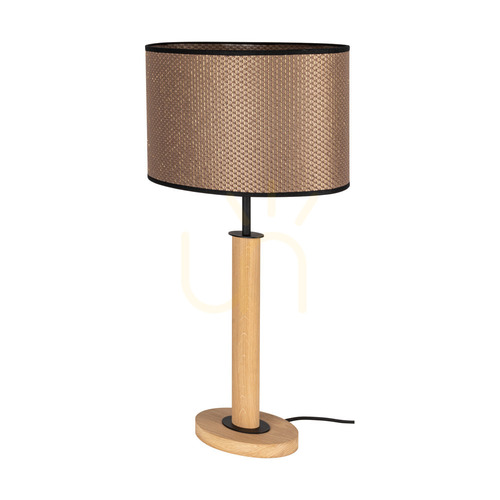 Skontrolujte Stolná lampa Mercedes, olejovaný dub/čierna, hnedo-čierno-zlatý tienidlo, 1xE27, 36 cm