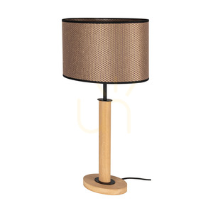 Stolná lampa Mercedes, olejovaný dub/čierna, hnedo-čierno-zlatý tienidlo, 1xE27, 36 cm small 0