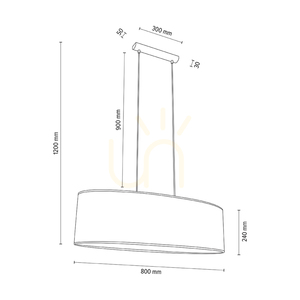 Závesná lampa Mercedes, olejovaný dub, krémovo-strieborný tienidlo, 2xE27, 80 cm small 3