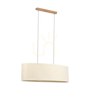 Závesná lampa Mercedes, olejovaný dub, krémovo-strieborný tienidlo, 2xE27, 80 cm small 0