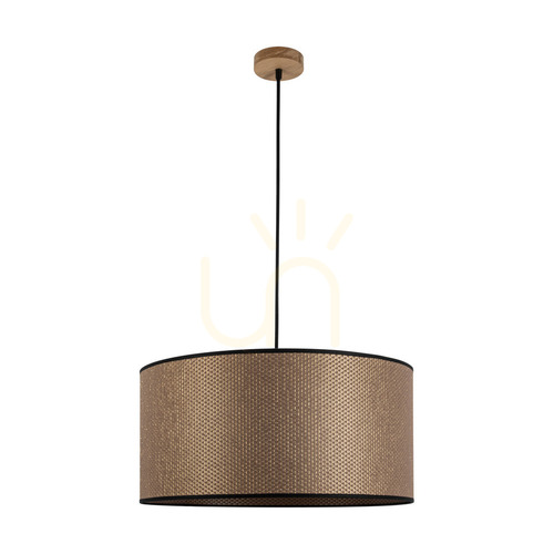 Skontrolujte Závesná lampa Mercedes, olejovaný dub, hnedo-čierno-zlatý tienidlo, 1xE27, Ø50 cm