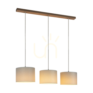 Závesné svietidlo Mercedes, olejovaný dub, krémovo-strieborný tienidlo, 3xE27, 100 cm small 1