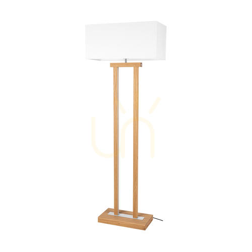 Skontrolujte Stojaca lampa Hakon, olejovaný dub/matný nikl, biele tienidlo, 1xE27 + 2xLED 40 W, 56 cm
