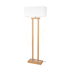 Stojaca lampa Hakon, olejovaný dub/matný nikl, biele tienidlo, 1xE27 + 2xLED 40 W, 56 cm small 0